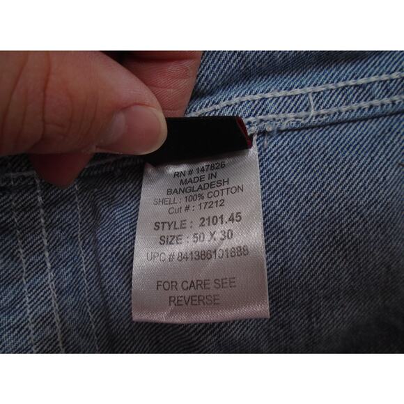 Five Brothers Carpenter Bib Overalls Mens 50x30 Blue Denim Workwear Carpenter - Picture 11 of 14